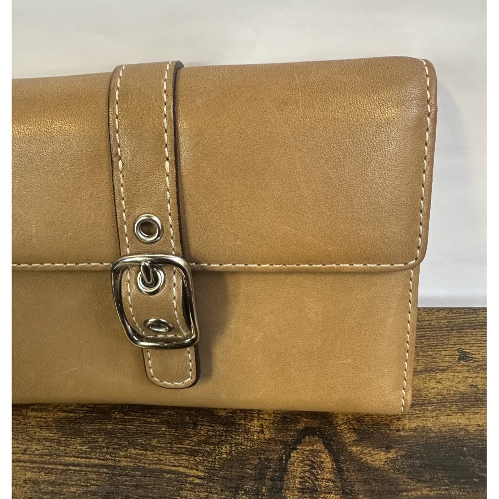 Coach Soho Buckle Trifold Wallet Saddle Brown Leather Deep Red Inner Vintage Y2K - Picture 7 of 16